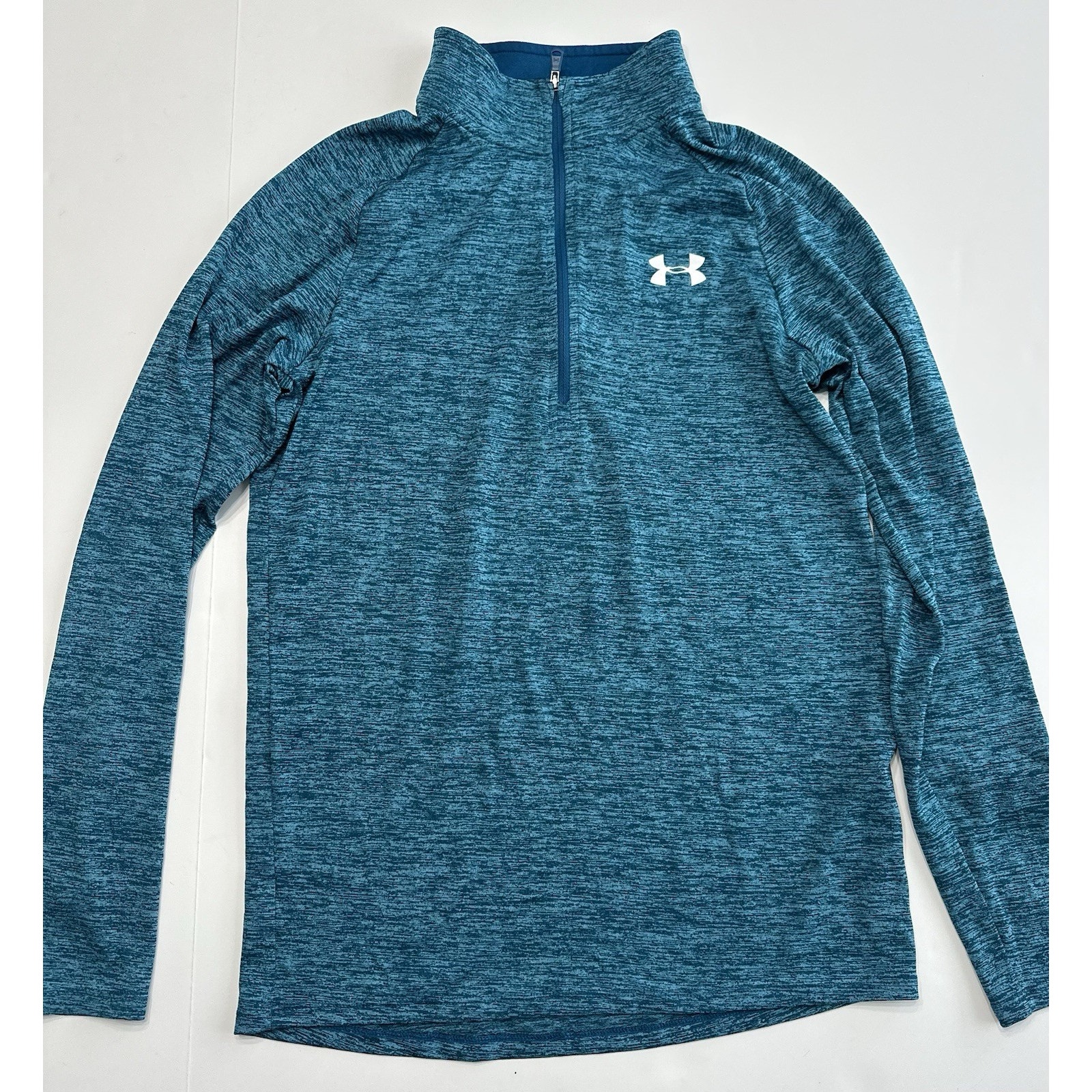 Under Armour Mens 1/2 Zip Size Xs Teal Blue Loose Fit Long Sleeved Shirt